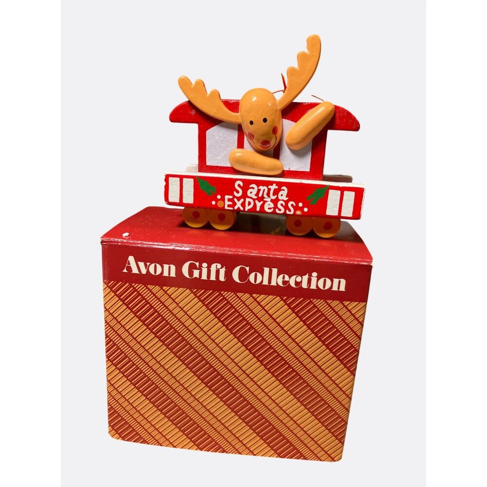 Avon Christmas Train Caboose Ornament With Santa Express Design Reindeer Detail